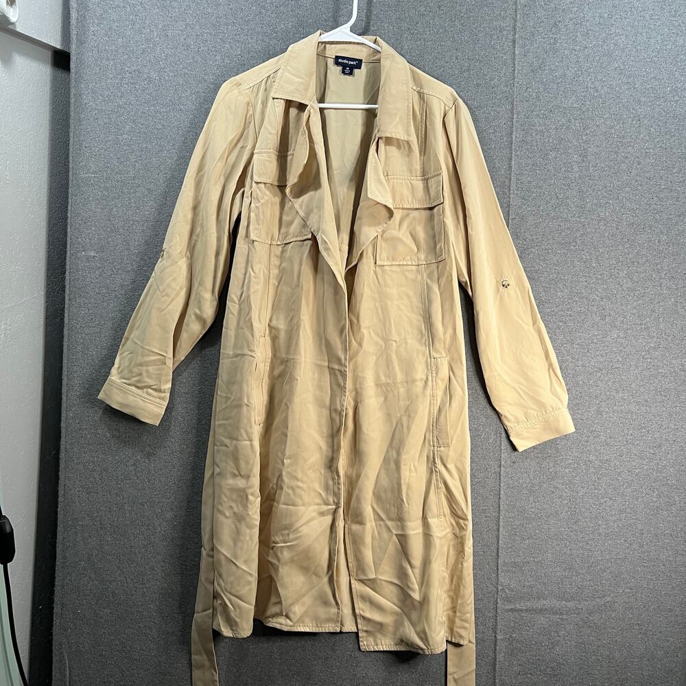Studio Park x Leah Williams Open-Front Soft Trench Coat Khaki Medium